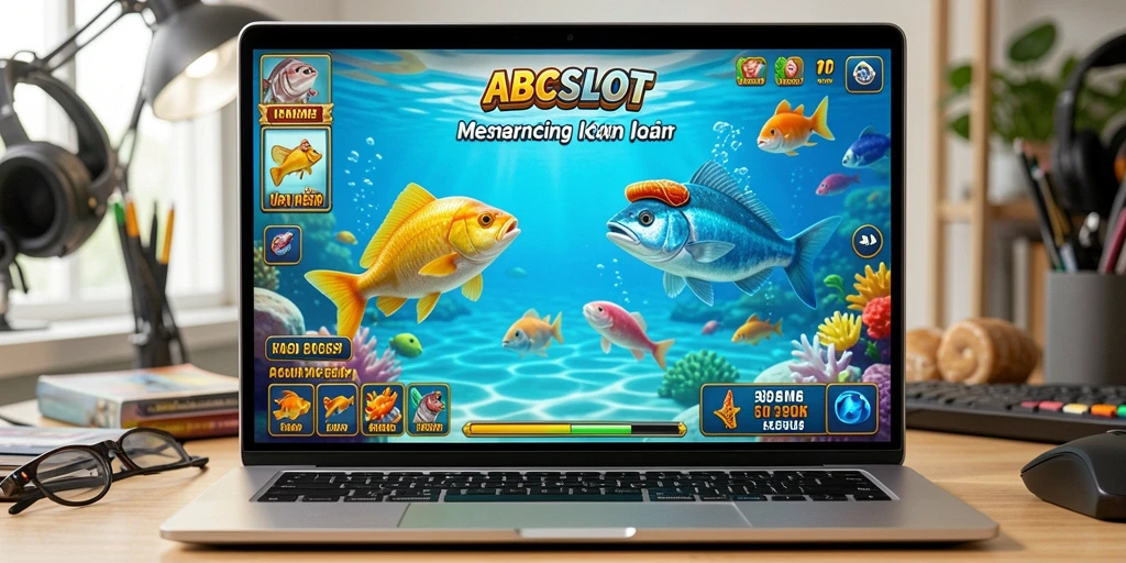 Tampilan gameplay menegangkan dengan ikan yang berwarna-warni.