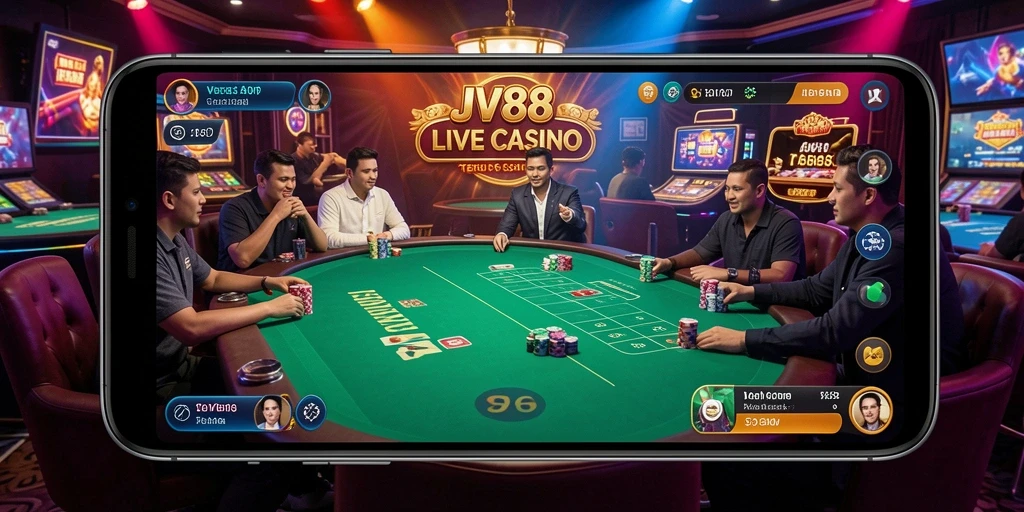 Tampilan gameplay seru dalam aplikasi Live Casino JV88.
