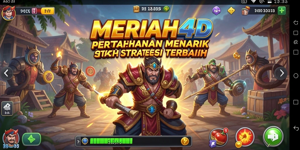 Screenshot gameplay <strong>MERIAH4D</strong> menampilkan aksi menara pertahanan yang intens.