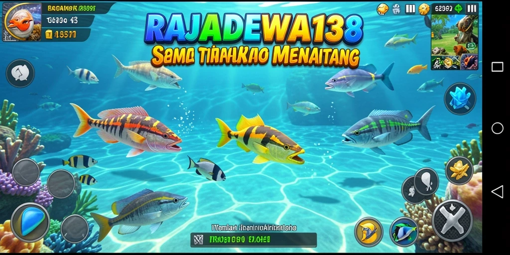 Screenshot gameplay RAJADEWA138 menampilkan aksi menangkap ikan.
