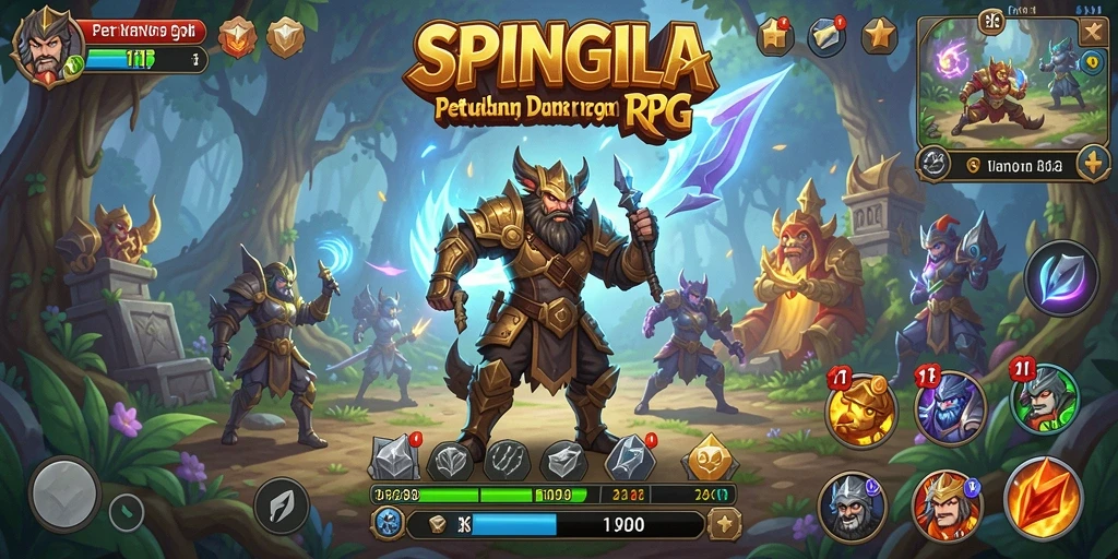 Tampilan screenshot gameplay SPINGILA yang menampilkan aksi pertarungan RPG.