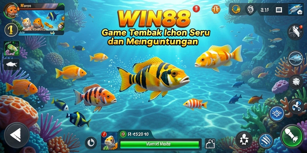 Screenshot utama <strong>WIN88</strong> menunjukkan gameplay Tembak Ikan yang mendebarkan.