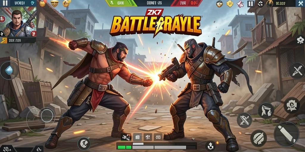 Tangkapan layar menampilkan aksi seru saat bertempur di ZK7 Battle Royale.